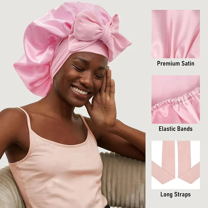 Premium Satin Sleep Bonnet for Curly, Braided & Thick Hair
