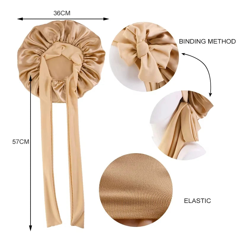 Premium Satin Sleep Bonnet for Curly, Braided & Thick Hair